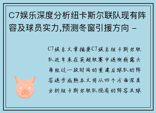 C7娱乐深度分析纽卡斯尔联队现有阵容及球员实力,预测冬窗引援方向 - 副本