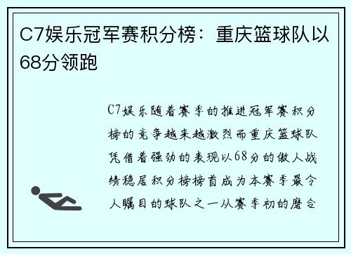 C7娱乐冠军赛积分榜：重庆篮球队以68分领跑